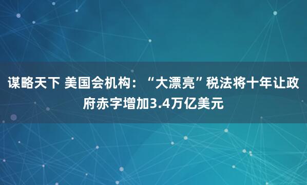 谋略天下 美国会机构：“大漂亮”税法将十年让政府赤字增加3.4万亿美元